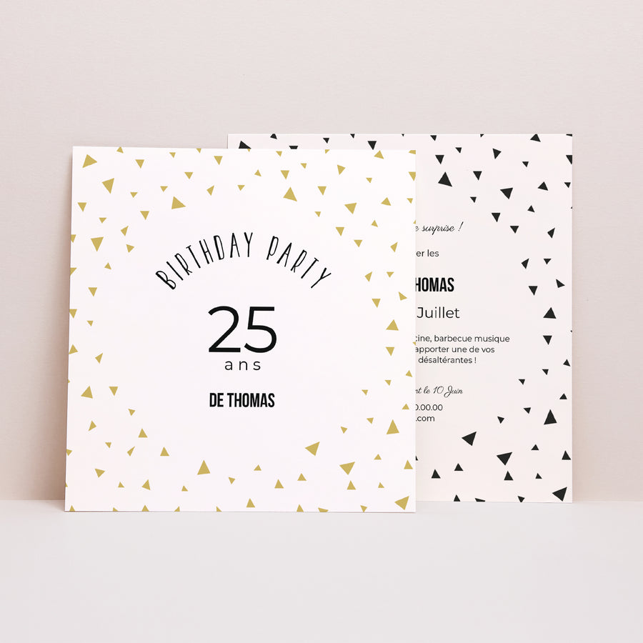 Invitations Anniversaire Adulte Carré Triangles Chic photo