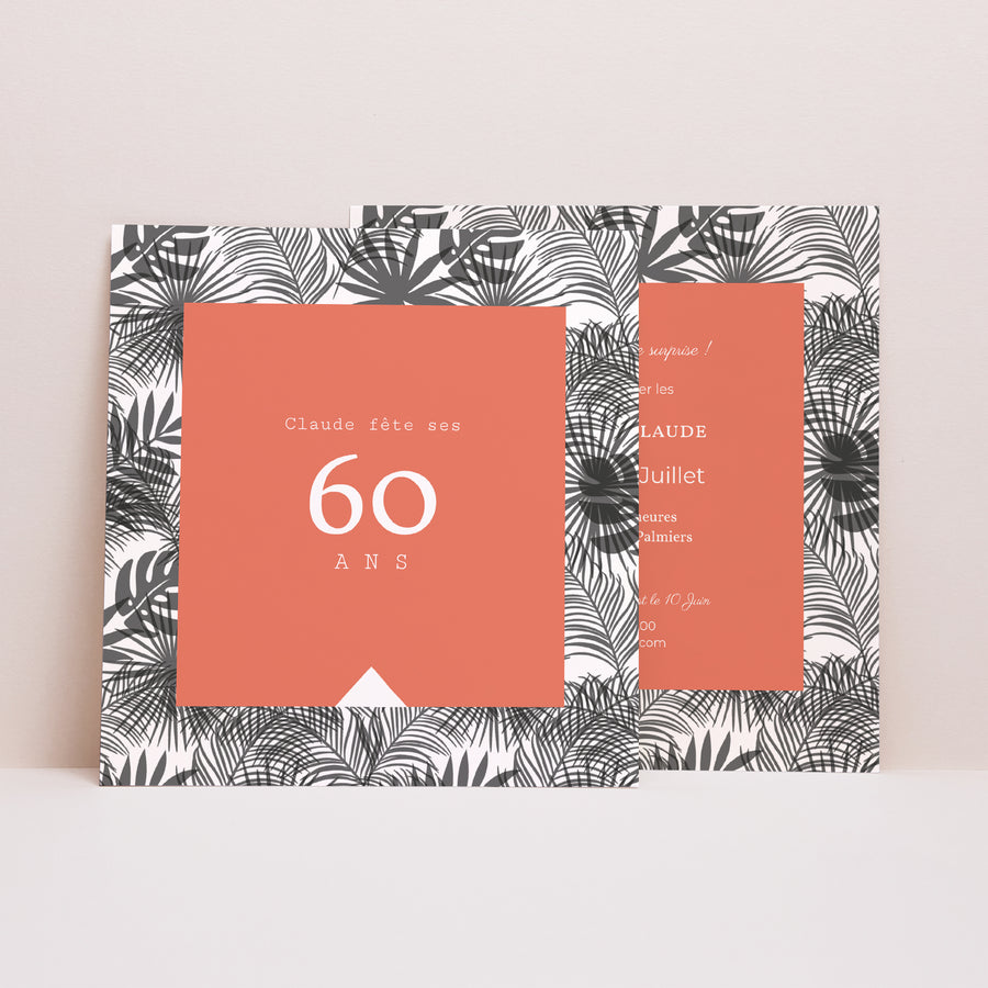 Invitations Anniversaire Adulte Carré Climat Tropical photo