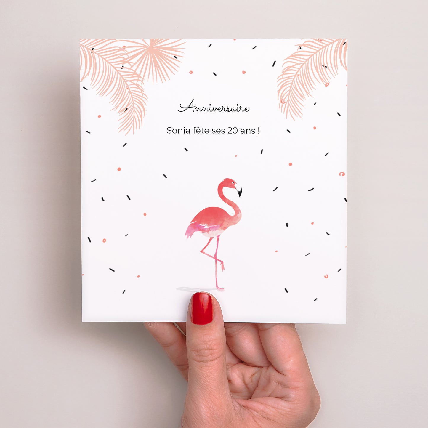 Invitations Anniversaire Adulte Carré Flamant-Rose Fiesta photo N° 2