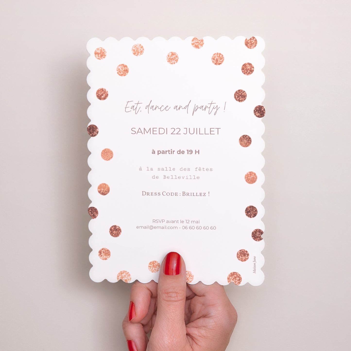 Invitations Anniversaire Adulte Portrait, bords biscuit Effet scintillant photo N° 3