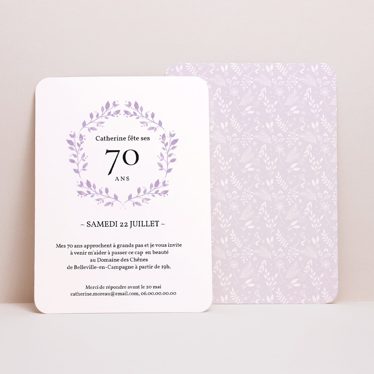 Invitations Anniversaire Adulte Portrait, bords arrondis Soixante-dix+ photo