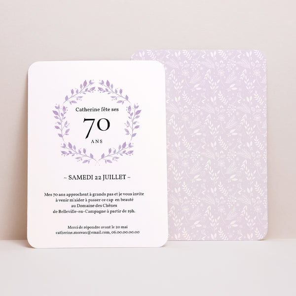 Invitations Anniversaire Adulte Portrait, bords arrondis Soixante-dix+ photo