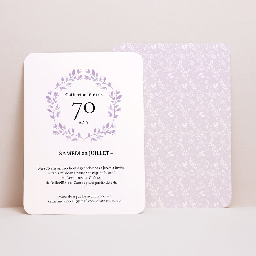 Invitations Anniversaire Adulte Portrait, bords arrondis Soixante-dix+ photo