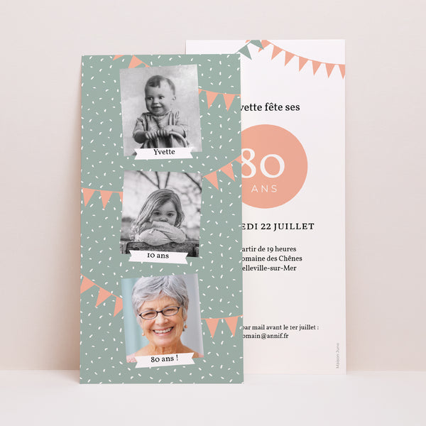 Invitations Anniversaire Adulte Panoramique portrait Quatre-vingts ans photo