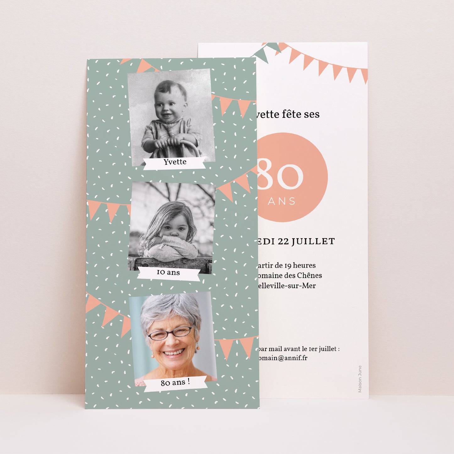 Invitations Anniversaire Adulte Panoramique portrait Quatre-vingts ans photo N° 1