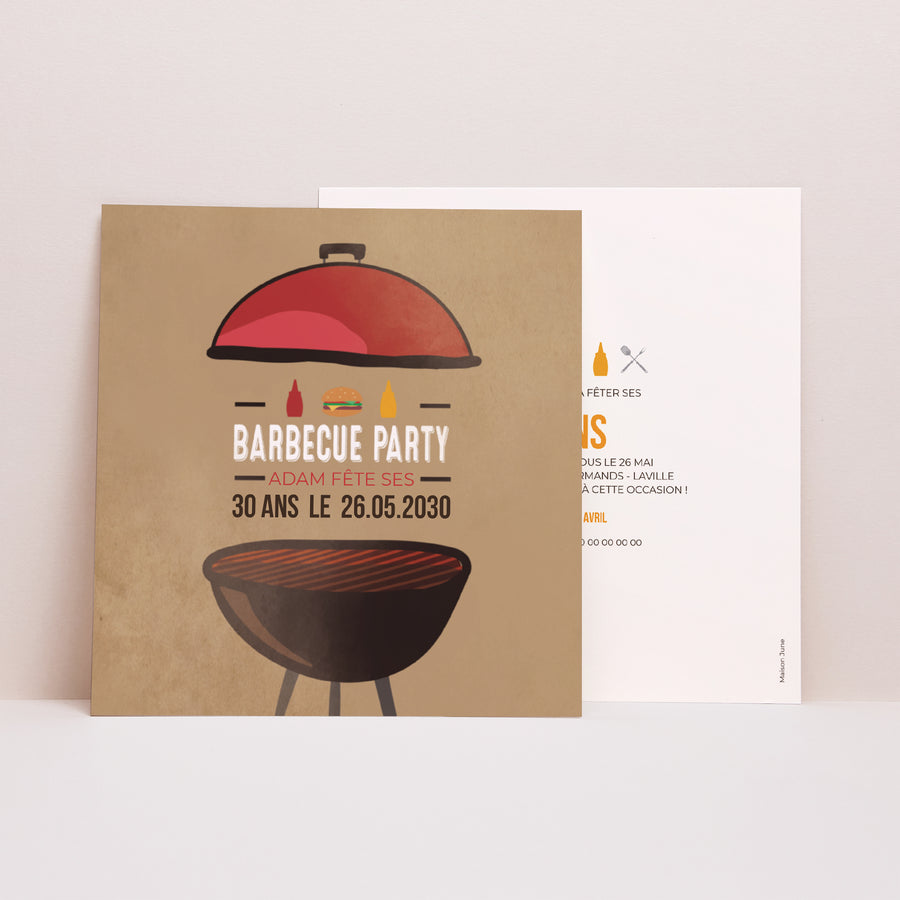 Invitations Anniversaire Adulte Carré Grillades Party photo