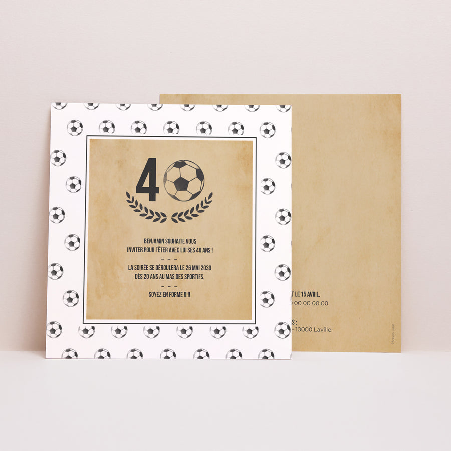 Invitations Anniversaire Adulte Carré Football party photo