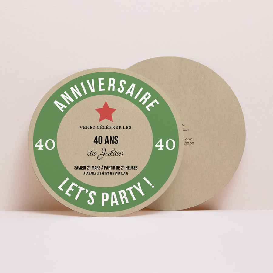 Invitations Anniversaire Adulte Rond Bière Allemande photo