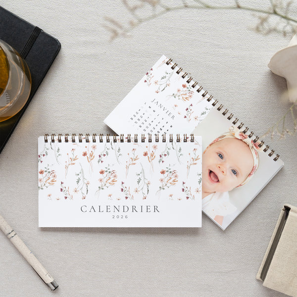 Calendrier Fin d'année Bureau, paysage Jolies fleurs photo