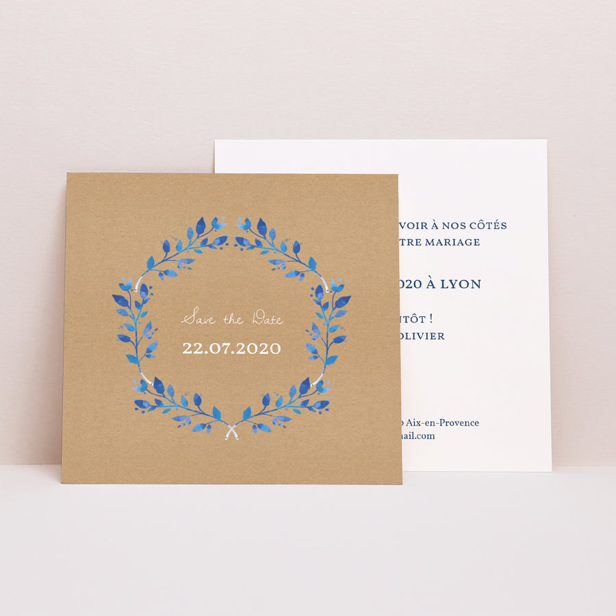 Save the date Mariage Carré Accents méditérannéens photo