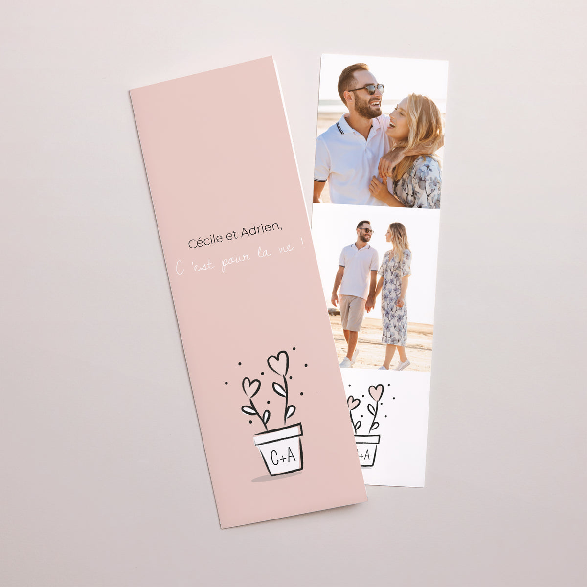Faire-part Mariage Marque-page photo 2 coeurs photo N° 1