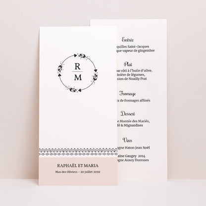 Menu Mariage Panoramique portrait Couronne Boho photo N° 1