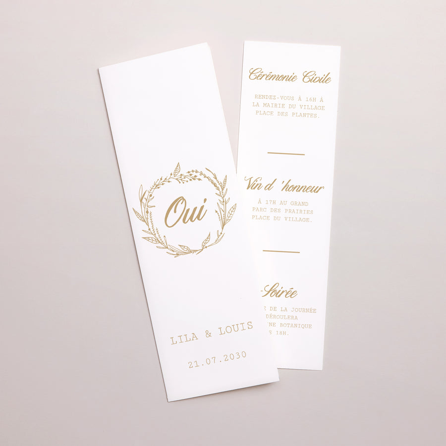 Faire-part Mariage Marque-page photo Oui Massif photo