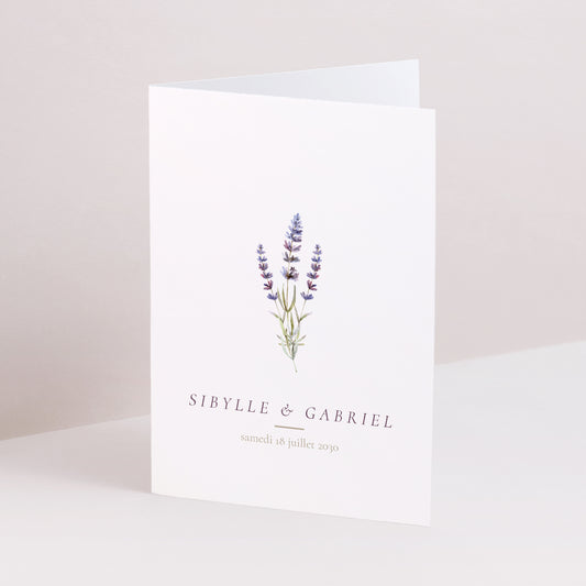 Faire-part Mariage Double volet portrait Bouquet de Lavande photo
