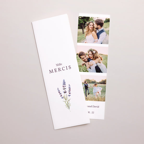 Remerciements Mariage Marque-page photo Bouquet de Lavande photo