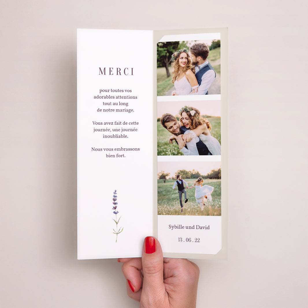 Remerciements Mariage Marque-page photo Bouquet de Lavande photo N° 2