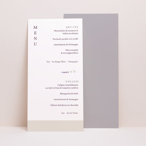 Menu Mariage Panoramique portrait Bouquet de Lavande photo