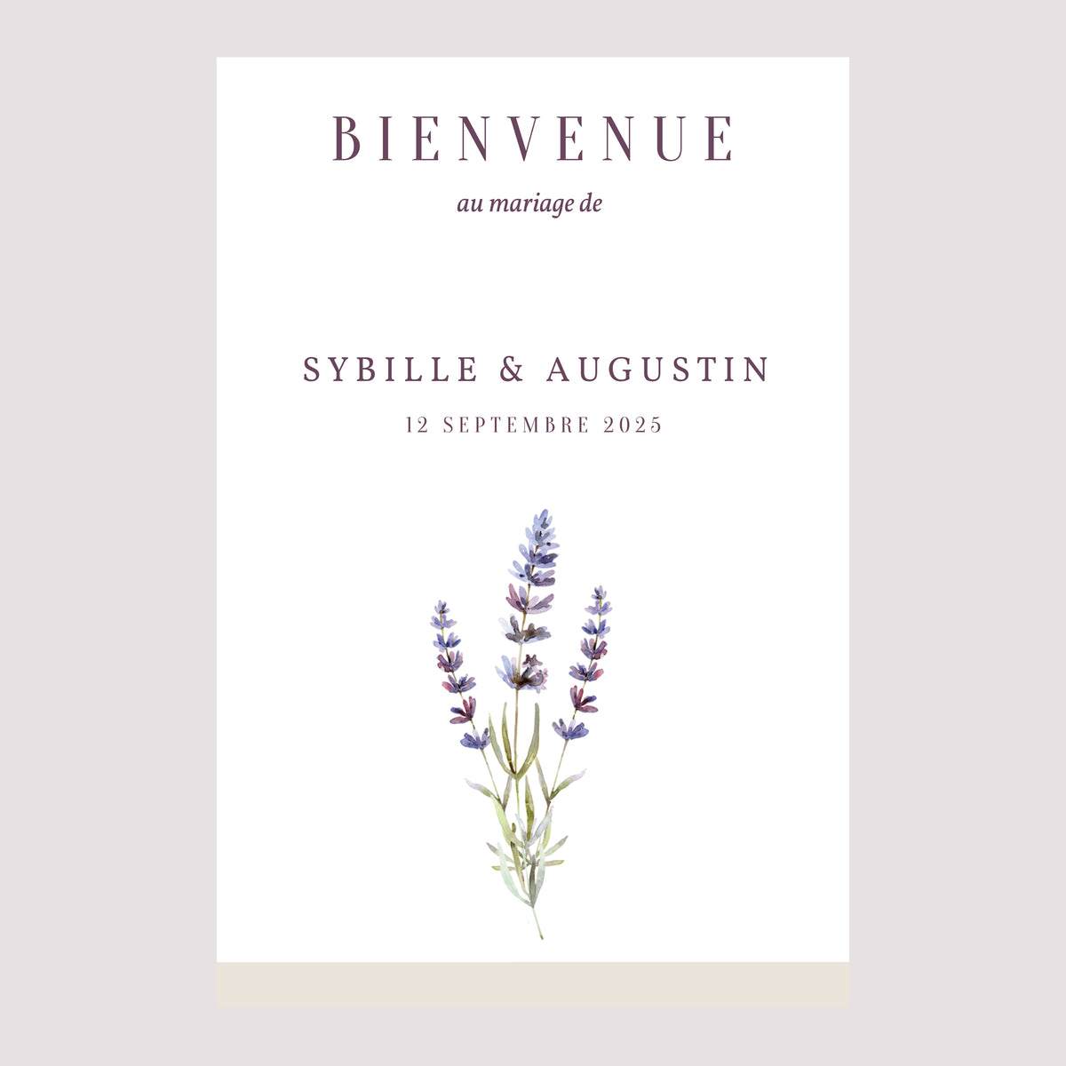 Panneau bienvenue Mariage Portrait 60 x 90 cm Bouquet de Lavande photo N° 2