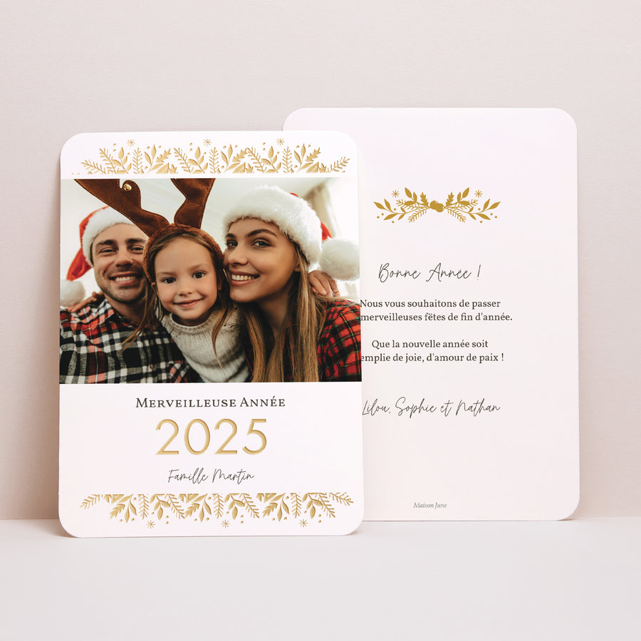 Carte de voeux Fin d'année Portrait, bords arrondis Vœux chic photo