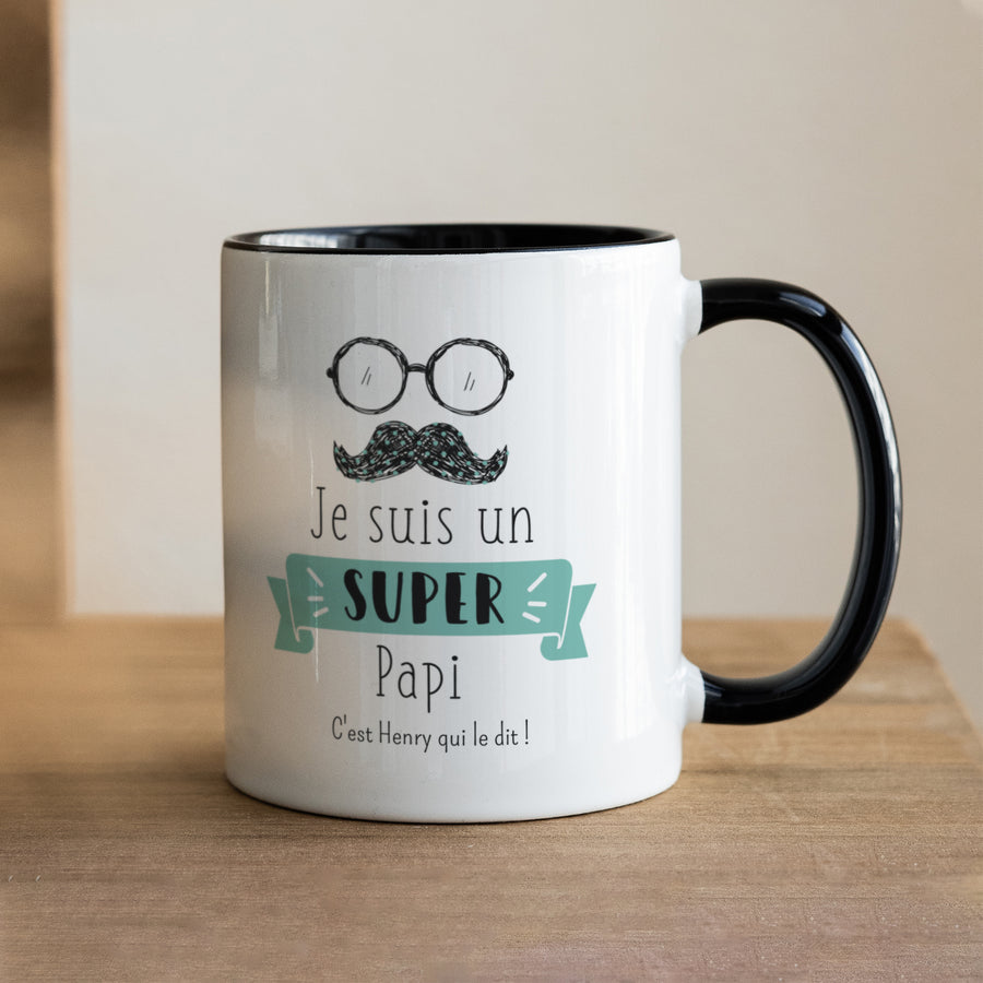 Mug Objets Noir Super Papy photo