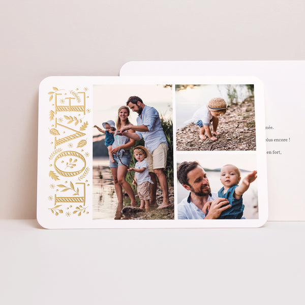 Carte de voeux Fin d'année Paysage, bords arrondis Love Doré photo