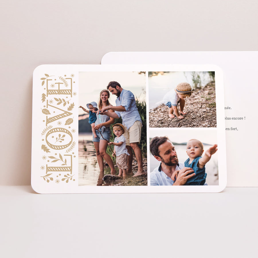 Carte de voeux Fin d'année Paysage, bords arrondis Love Doré photo