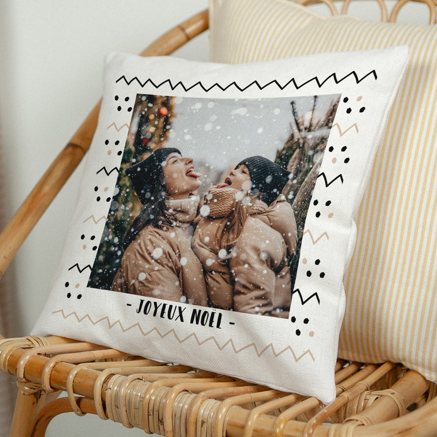 Coussin Objets Beige naturel Joyeux Noël photo