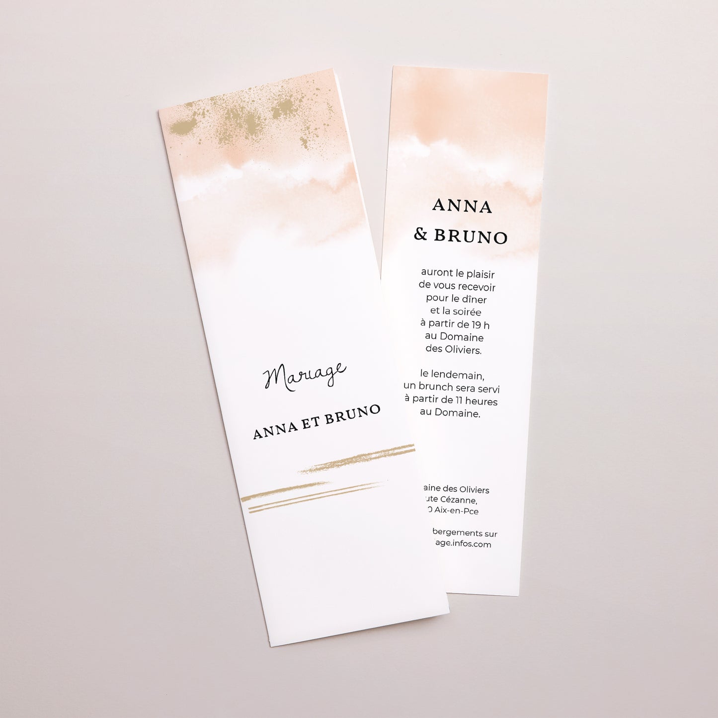 Faire-part Mariage Marque-page photo Aquarello photo N° 1