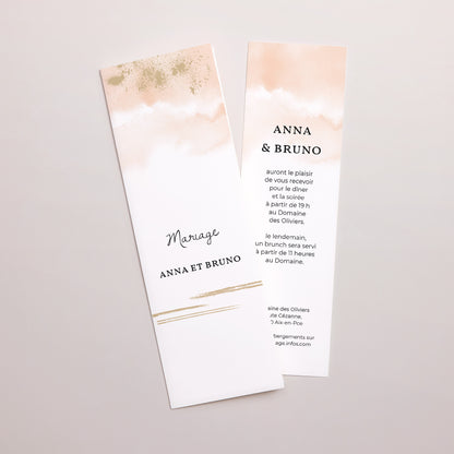 Faire-part Mariage Marque-page photo Aquarello photo N° 1