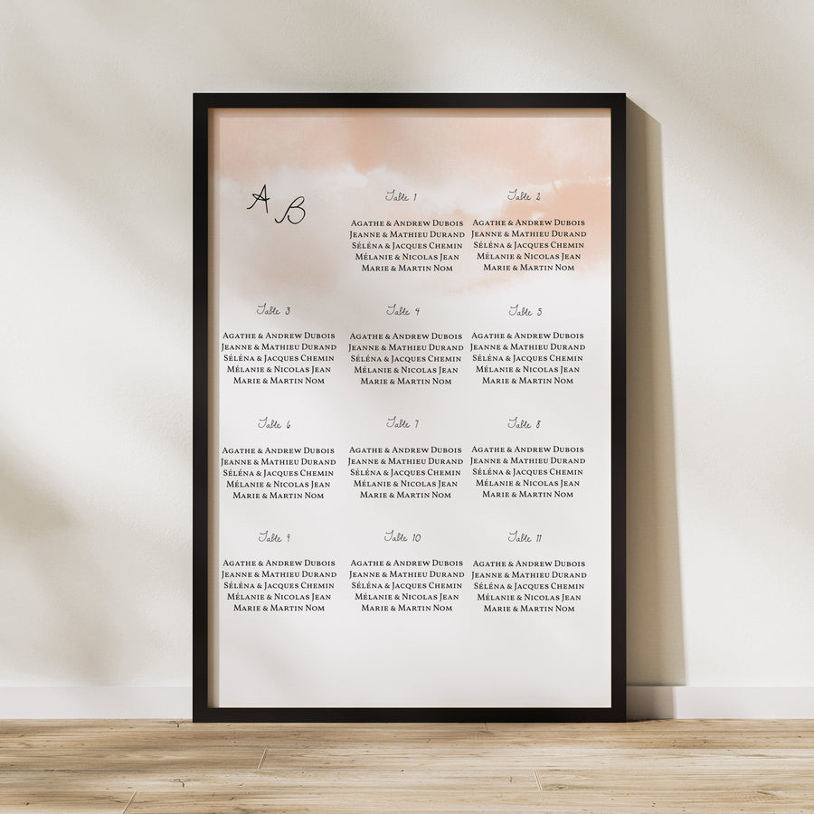 Plan de table Mariage Portrait 60 x 90 cm Aquarello photo