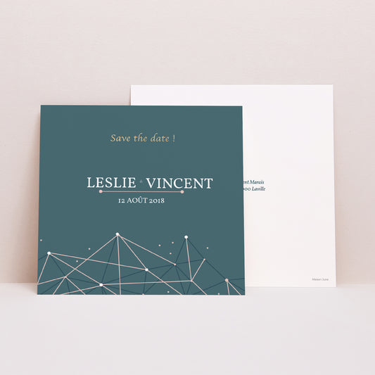 Save the date Mariage Carré Constellation photo