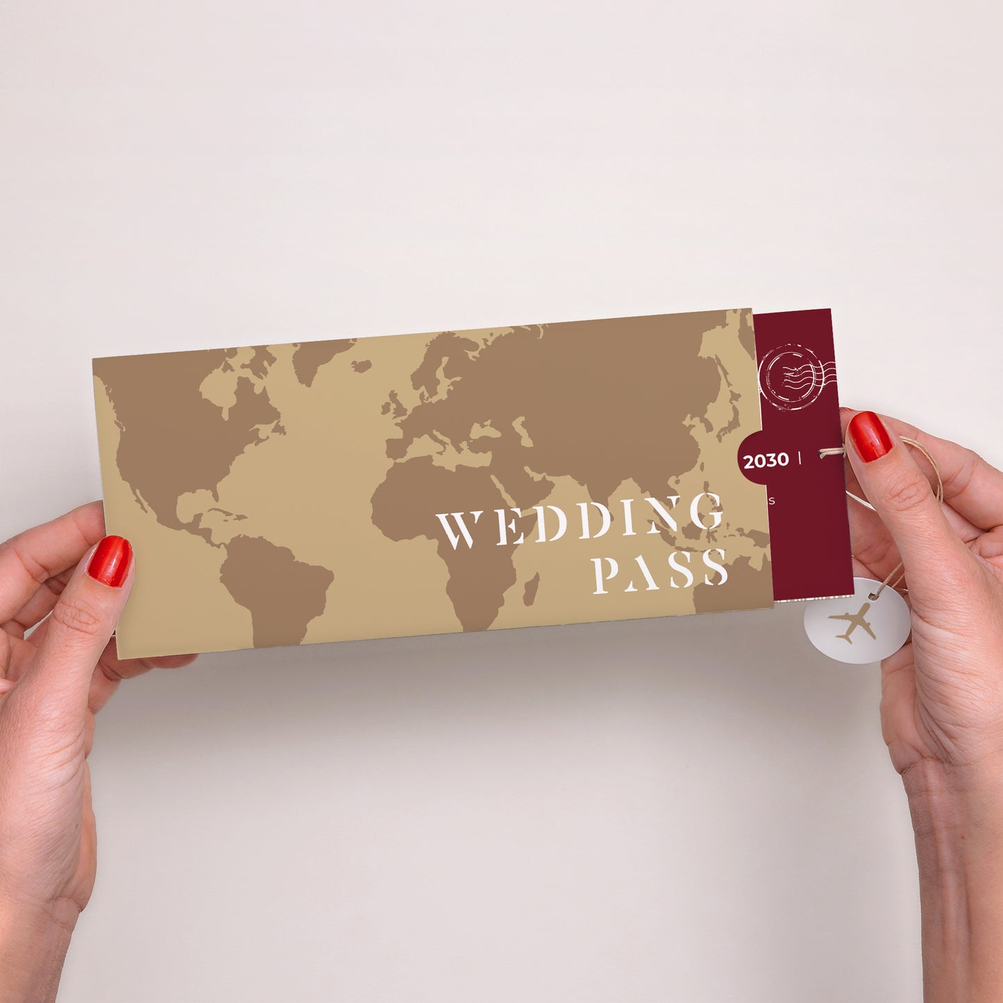 Faire-part Mariage Pochette 2 cartes, étiquette Wedding Pass photo N° 2