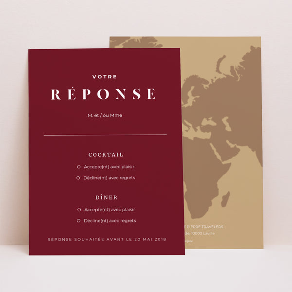 Carton réponse Mariage Portrait Wedding Pass photo