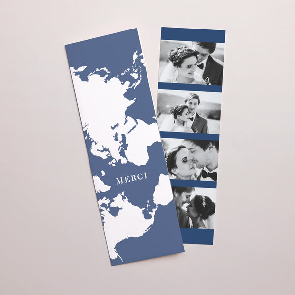 Remerciements Mariage Marque-page photo Blue Wedding Pass photo