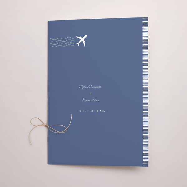 Livret de messe Mariage Double volet Blue Wedding Pass photo