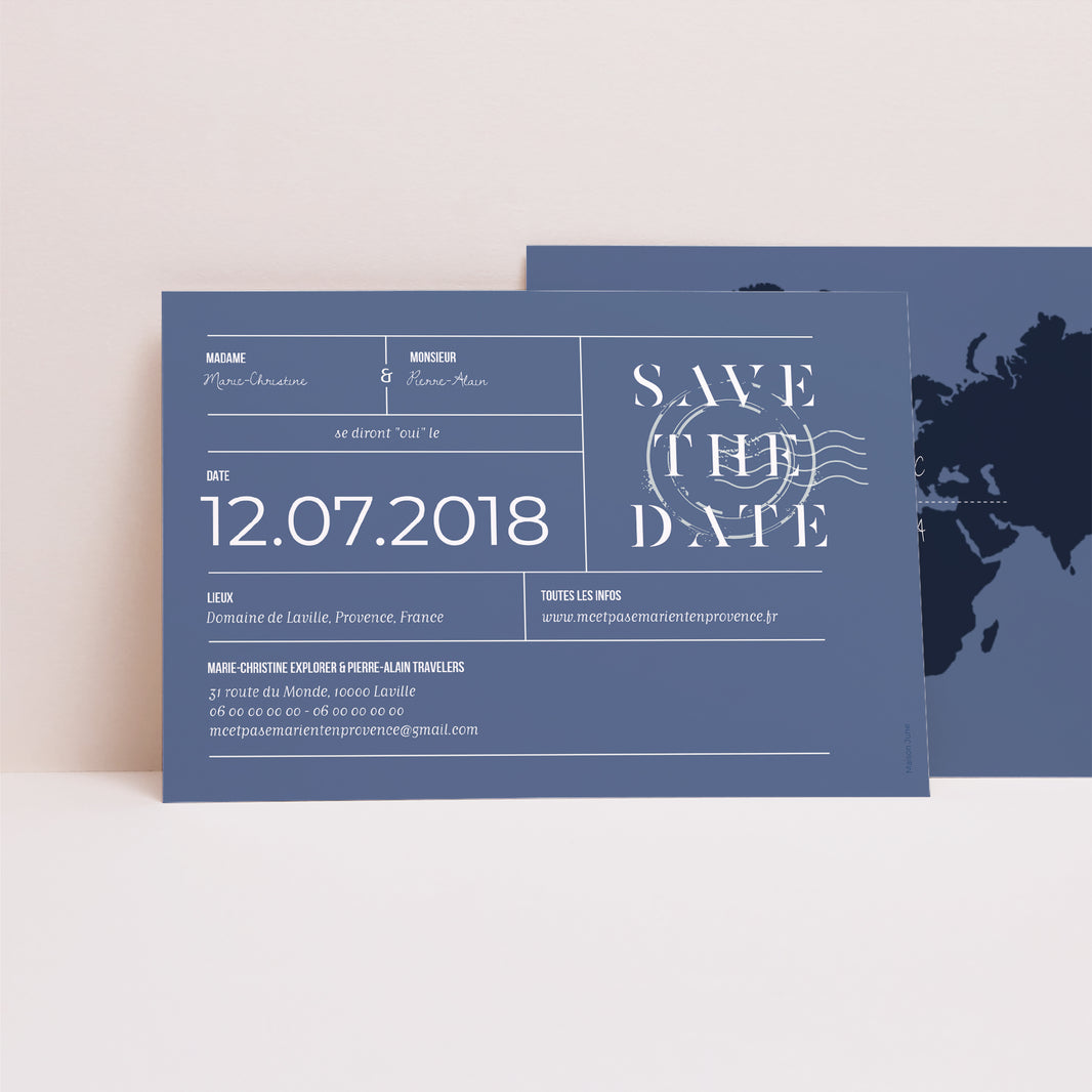 Save the date Mariage Paysage Blue Wedding Pass photo N° 1