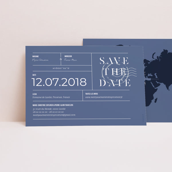 Save the date Mariage Paysage Blue Wedding Pass photo