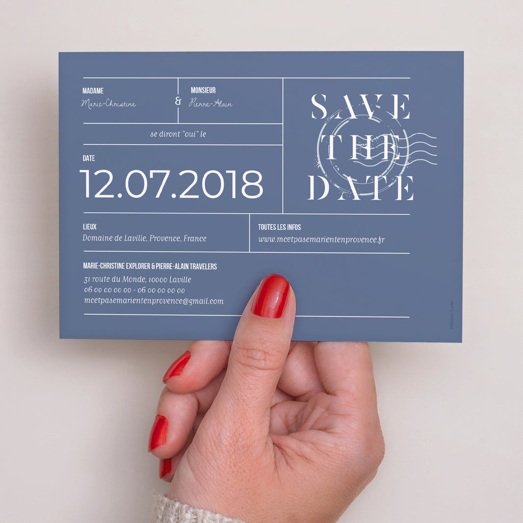 Save the date Mariage Paysage Blue Wedding Pass photo N° 3