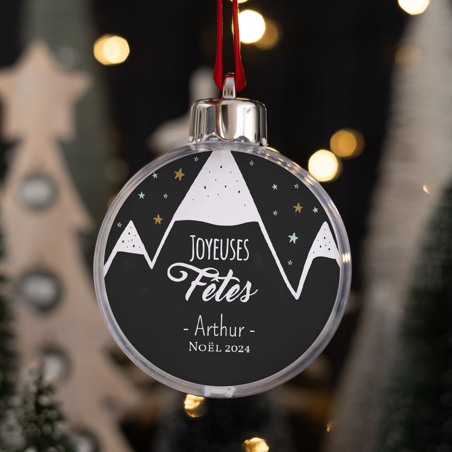 Boule de Noël Fin d'année Ronde Montagnes Enneigées photo