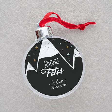 Boule de Noël Fin d'année Ronde Montagnes Enneigées