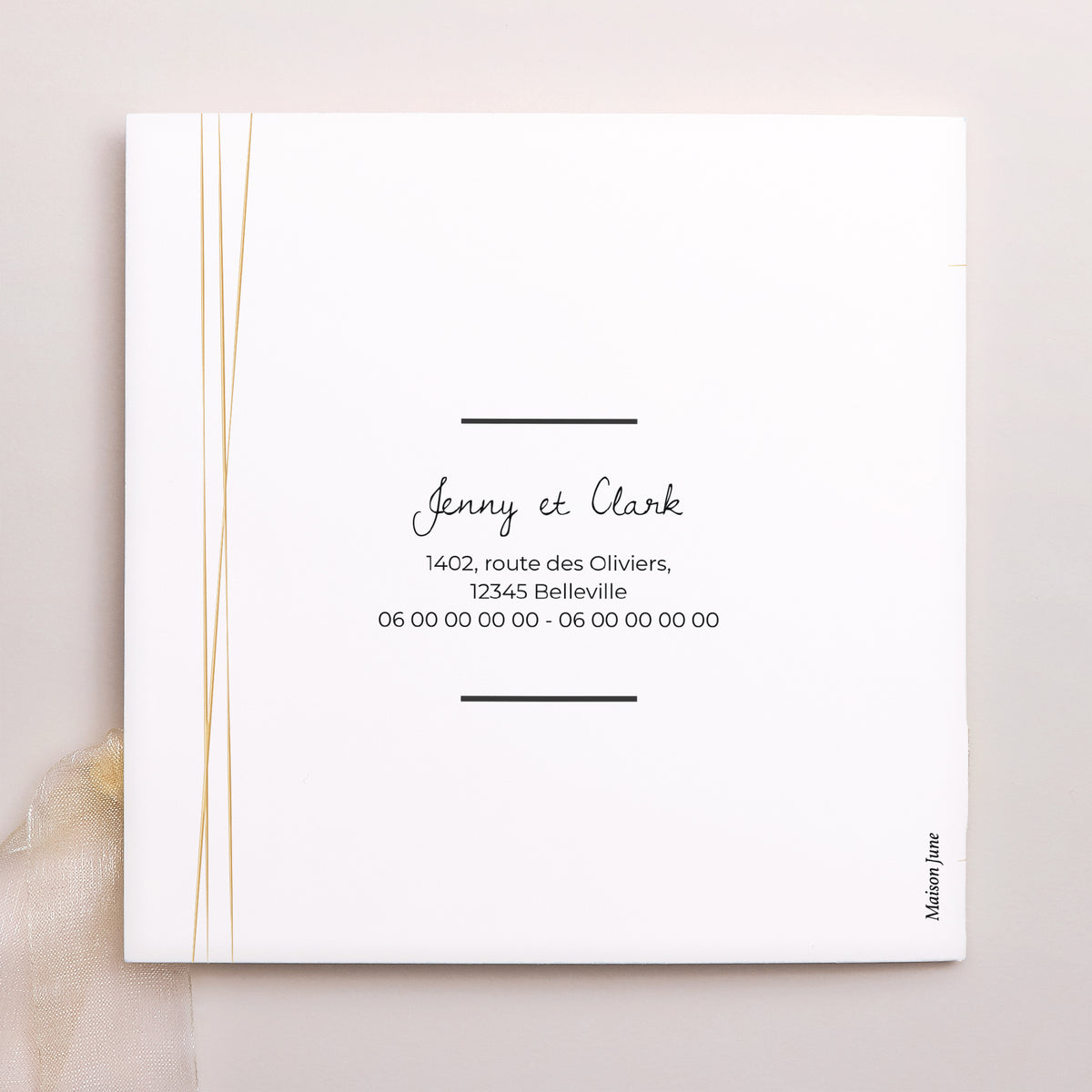 Faire-part Mariage Pochette carrée, 3 cartes, étiquette Minimaliste Chic photo N° 4