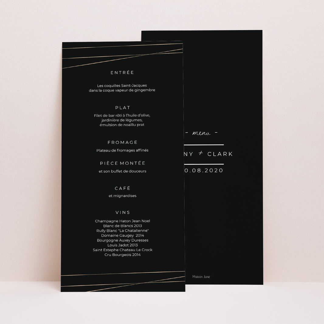 Menu Mariage Panoramique portrait Minimaliste Chic photo N° 1