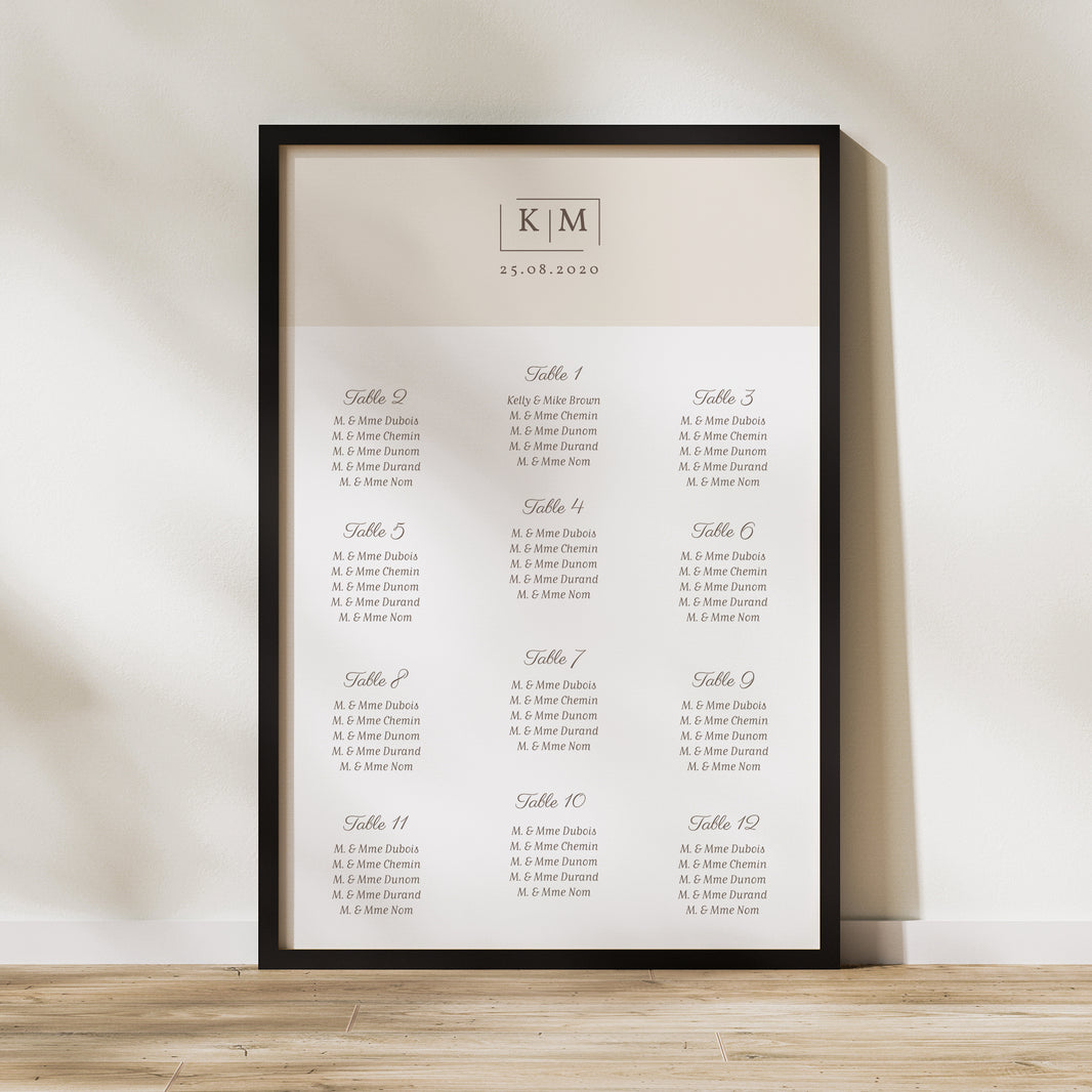 Plan de table Mariage Portrait 60 x 90 cm Modern Nude photo N° 1