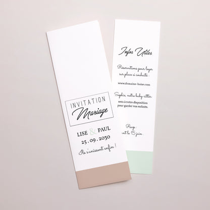 Faire-part Mariage Marque-page photo Bois & Pastel photo N° 1