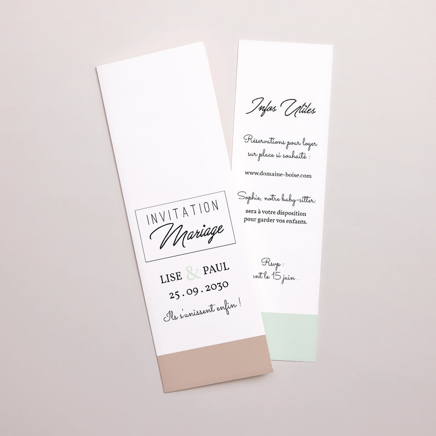 Faire-part Mariage Marque-page photo Bois & Pastel photo