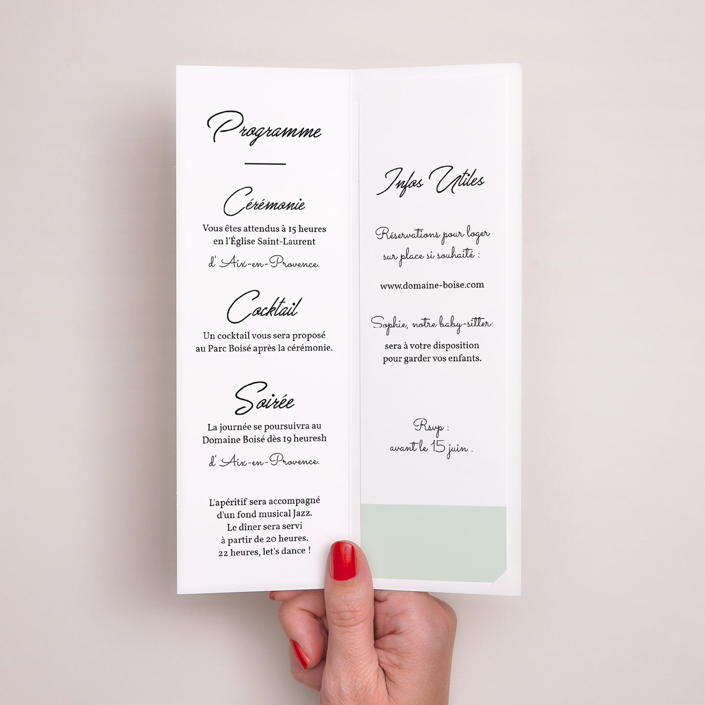 Faire-part Mariage Marque-page photo Bois & Pastel photo N° 2