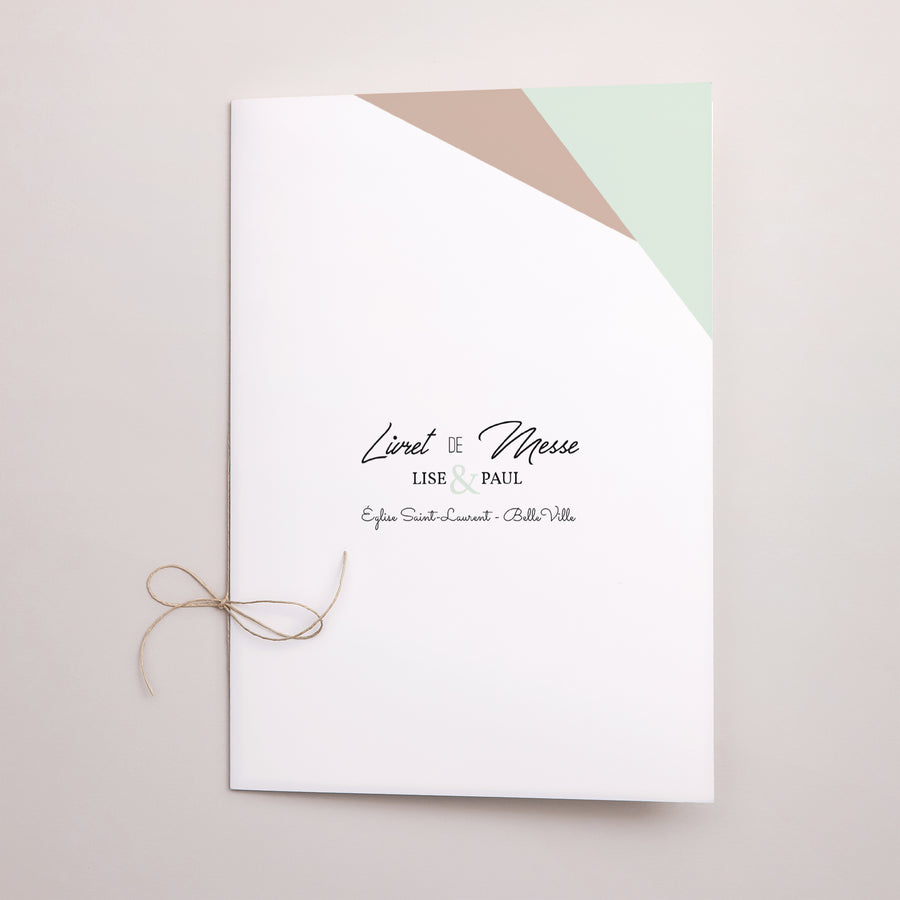 Livret de messe Mariage Double volet Bois & Pastel photo