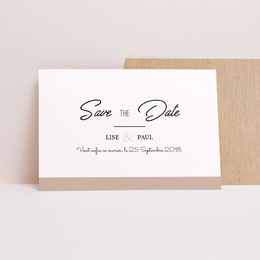 Save the date Mariage Paysage Bois & Pastel photo