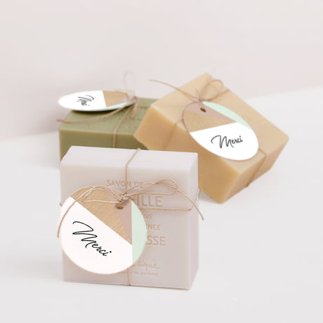 Etiquette perforée Mariage Ronde Bois & Pastel