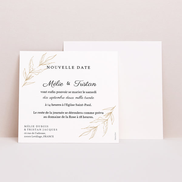 Invitations Mariage Carré Végétal minimal photo